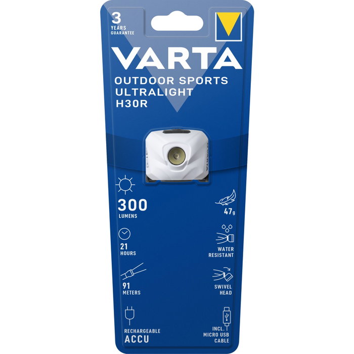 Varta H30R Linterna Frontal Ultraligera Blanca Varta H30R Linterna Frontal Ultraligera Blanca