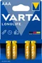 Varta Longlife AAA LR03 Pilas Alcalinas (Pack de 4)