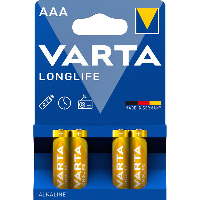 Varta Longlife Pilas alcalinas AAA LR03, pack de 4 unidades