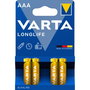 Varta Longlife Pilas alcalinas AAA LR03, pack de 4 unidades