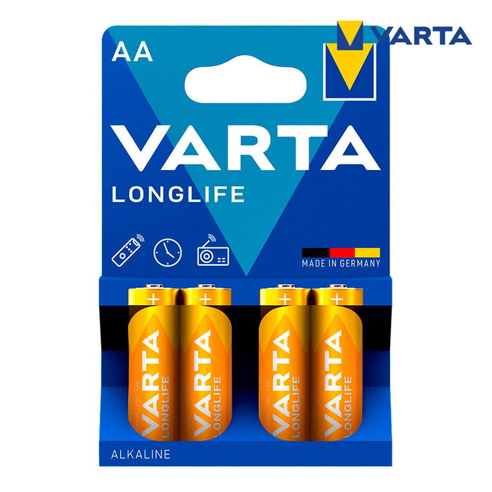 Varta Longlife Pila Alcalina AA LR06, Blíster de 4 unidades