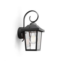Philips Aplique Exterior Buzzard E27 60W Negro Aluminio IP44 Luz Hacia Abajo Pared