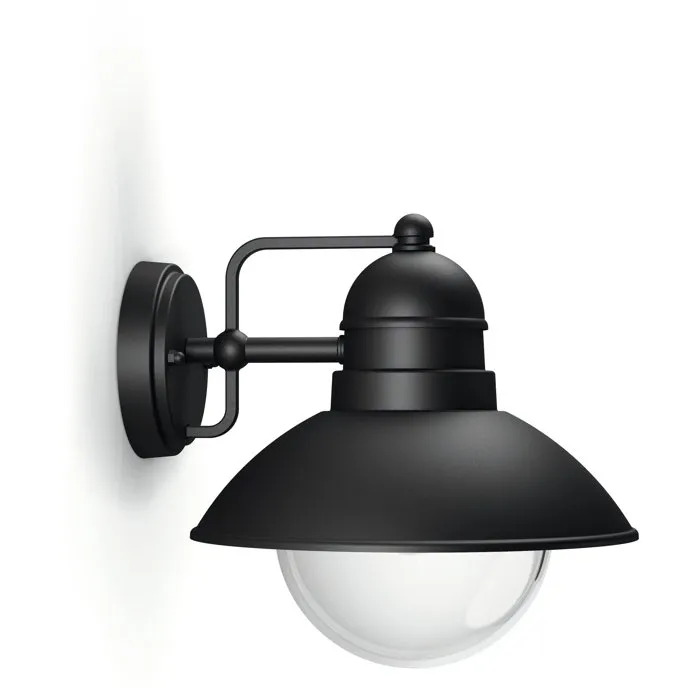 Philips Aplique exterior Hoverfly E27 Negro luz hacia abajo con casquillo E27