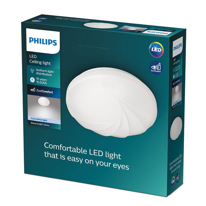 Philips Plafón led Shore 17W 4000K 1900lm Ø32x7.2cm Luz Día Blanco Metal/Plástico IP20 220-240V