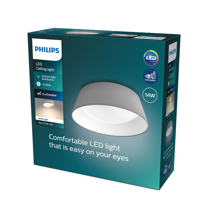 Philips Plafón LED Dawn Circular 14W Gris 3000K Luz Cálida Philips Plafón LED Dawn Circular 14W Gris 3000K Luz Cálida