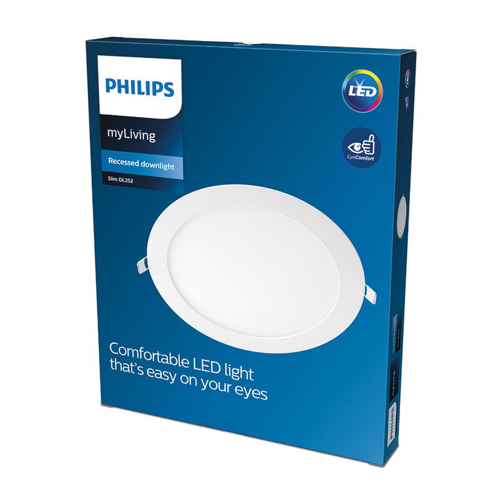 Downlight de empotrar de led 20w 1750lm 4000k luz dia mod. slim ø22,5x2cm philips