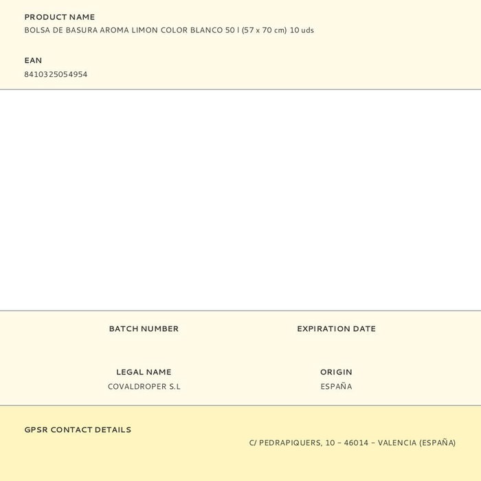 Saplex Bolsa de basura aroma limon blanca 50 l (57 x 70 cm) 10 uds