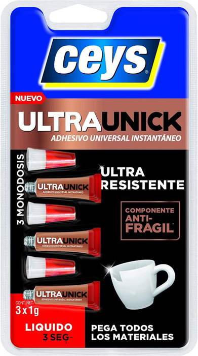 Ceys Ultraunick Adhesivo Poder Inmediato Monodosis 3 x 1g