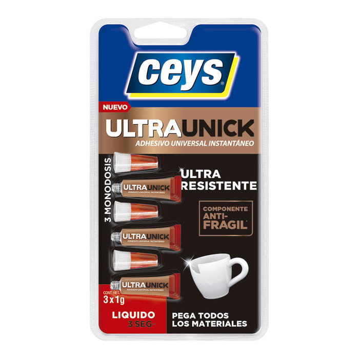 Ceys Ultraunick Adhesivo de Poder Inmediato Monodosis 3 x 1g Ceys Ultraunick Adhesivo de Poder Inmediato Monodosis 3 x 1g