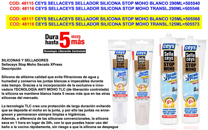 Ceys Silicona Stop Moho Transparente 125 ml