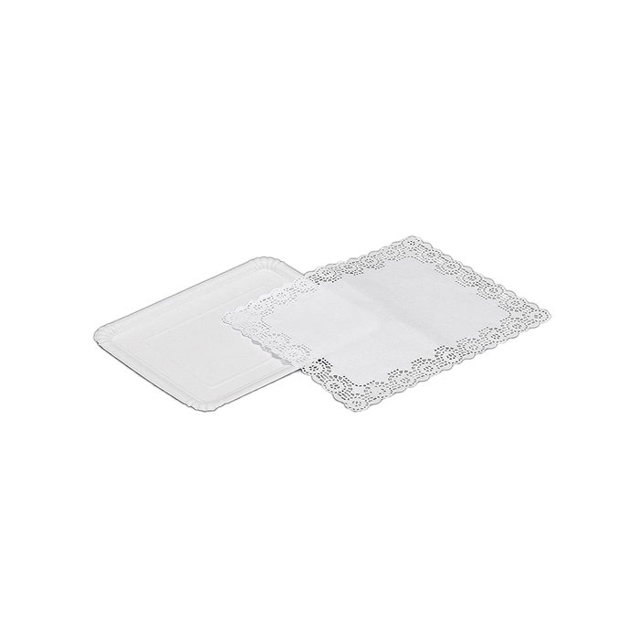 Best Products Bandeja rectangular con blonda blanca 22 x 28 cm, 2 uds