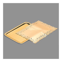 Best Products Bandeja Rectangular con Blonda Oro 25 x 34 cm