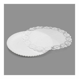 Best Products Bandeja redonda con blonda color blanco ø25 cm, 2 uds