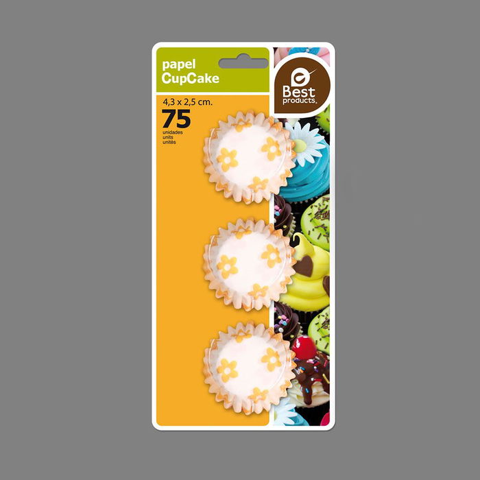 Best Products Molde Papel Magdalenas Colores Surtidos ø4,3 x 2,5 cm Blister 75 uds