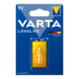 Varta Pila Alcalina 9V 6LR61 Longlife Blister 1 Unidad 26,5x17,5x48,5mm