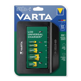 Varta Cargador LCD Multi Charger+ Universal para Pilas AAA, AA, C, D, 9V con Puerto USB, Carga Individual 100-240V