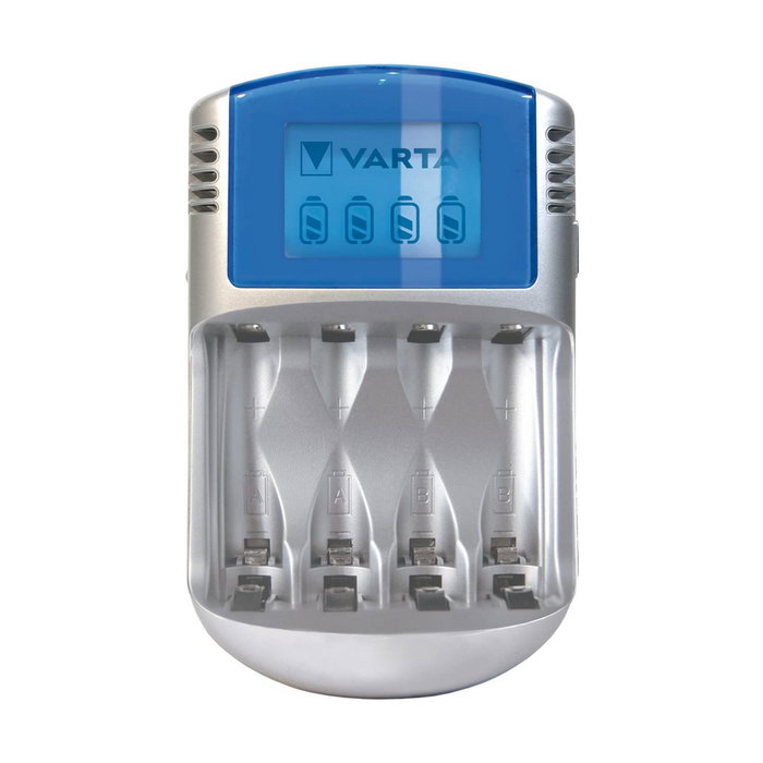 Varta Cargador de baterías LCD para pilas AA y AAA con 4 pilas incluidas Varta Cargador de baterías LCD para pilas AA y AAA con 4 pilas incluidas