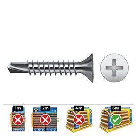 Celo Tornillo Punta Broca Avellanada Philips Din 7504p Ø3,9x25mm Zincado Caja 250 Unidades