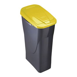 Mondex Ecobín con tapa cubo de basura 15 L, negro/amarillo, medidas 20 x 31 x 42 cm