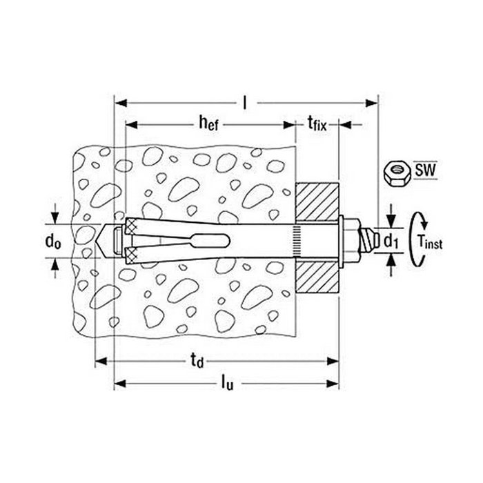 Fischer Anclaje Metálico FSL 16 TL M12 x 110 mm, Acabado Hexagonal, Caja de 25 unidades