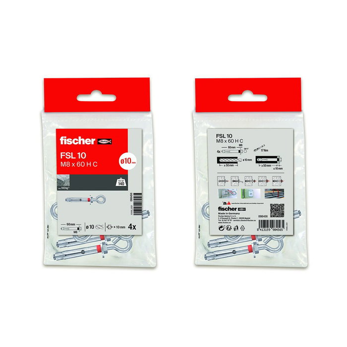 Fischer Anclaje metálico FSL 10 hembrilla cerrada M8 x 60 mm Fischer Anclaje metálico FSL 10 hembrilla cerrada M8 x 60 mm