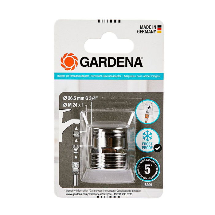 Gardena Adaptador Rosca ø26,5mm (3/4) a m24x1mm para Grifo de Cocina Acero Inoxidable