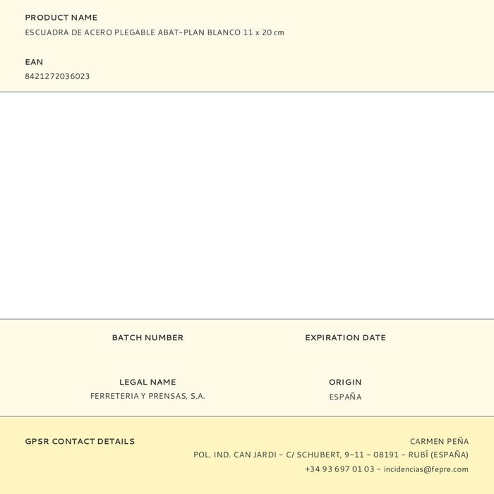 Fepre Escuadra plegable Abat-plan blanco 11 x 20 cm, acero, 200 kg