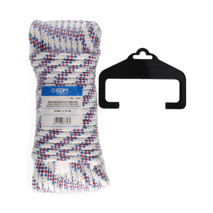 Edm Cuerda driza poliéster alta tenacidad tricolor 8 mm x 15 m Edm Cuerda driza poliéster alta tenacidad tricolor 8 mm x 15 m