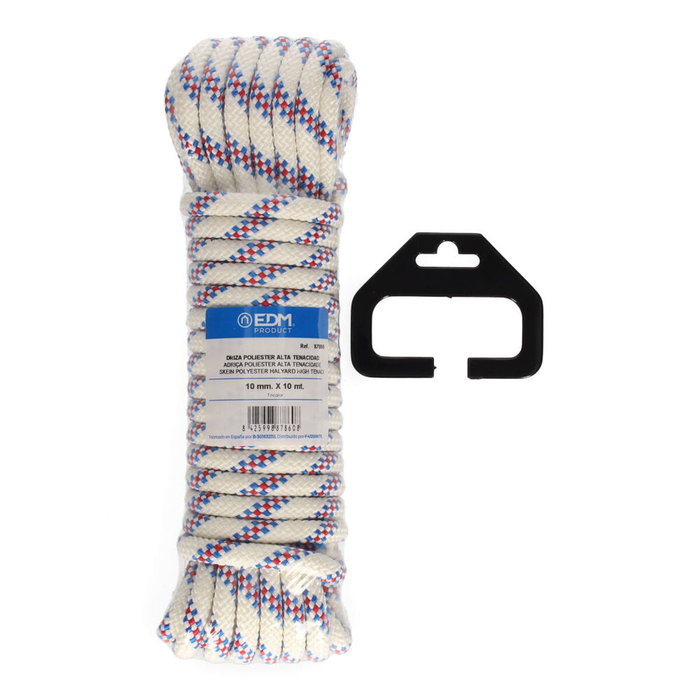 Edm Cuerda driza de poliéster alta tenacidad tricolor 10 mm x 10 m Edm Cuerda driza de poliéster alta tenacidad tricolor 10 mm x 10 m
