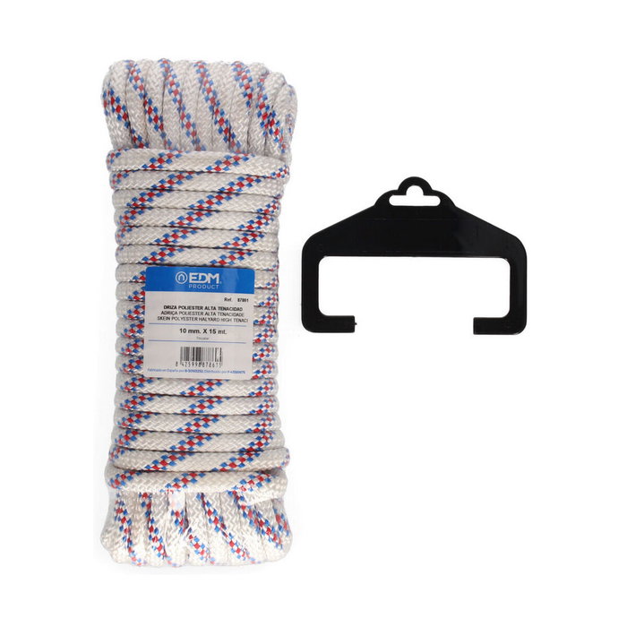 Edm Cuerda driza de poliéster de alta tenacidad tricolor de 10 mm x 15 m