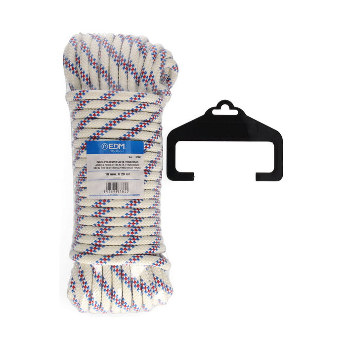 Edm Cuerda driza de poliéster alta tenacidad tricolor 10 mm x 20 m