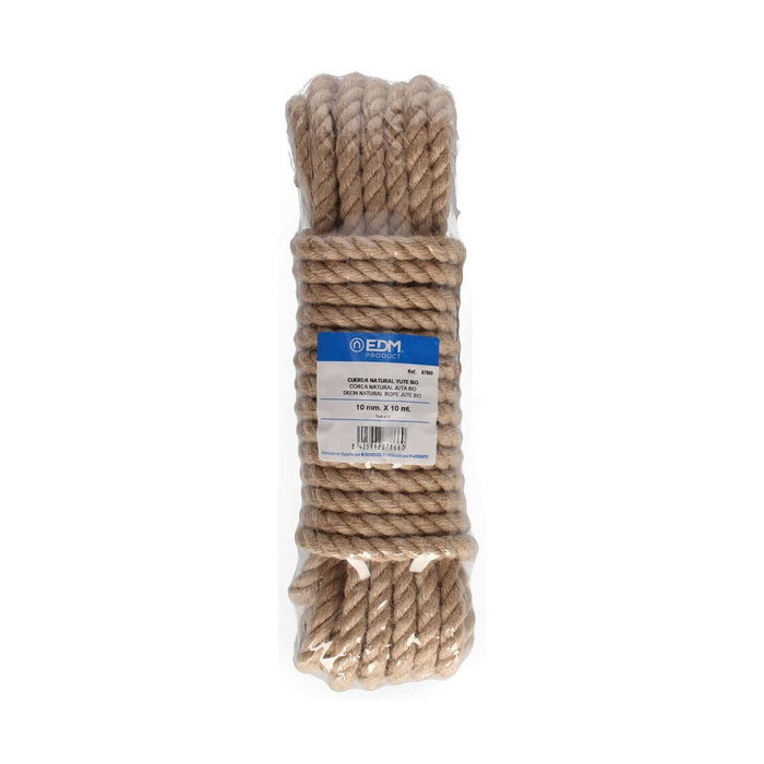 Edm Cuerda de yute natural 3 cabos calibre 10 mm x 10 m