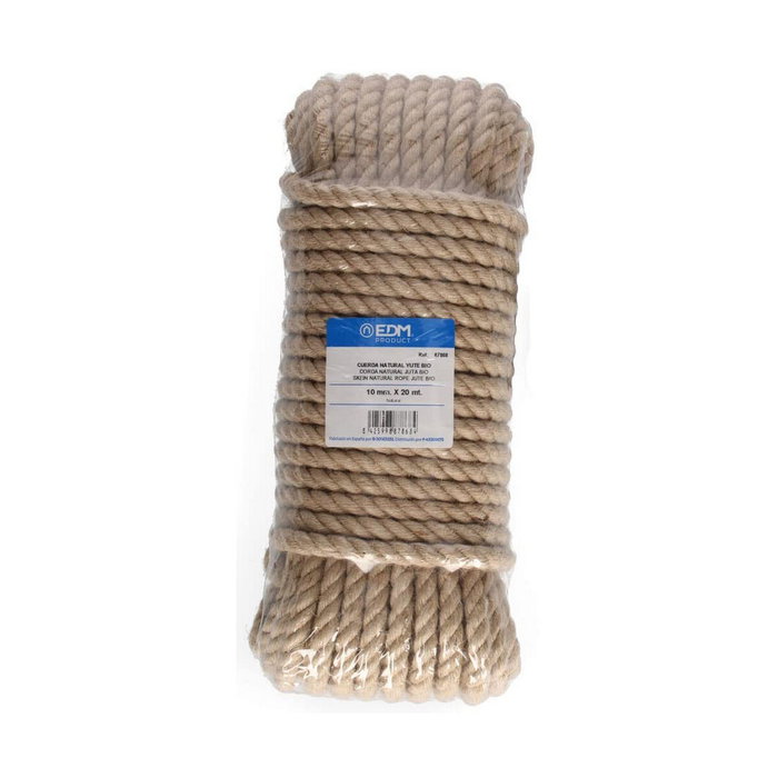 Edm Cuerda de yute natural 3 cabos calibre 10 mm x 20 m