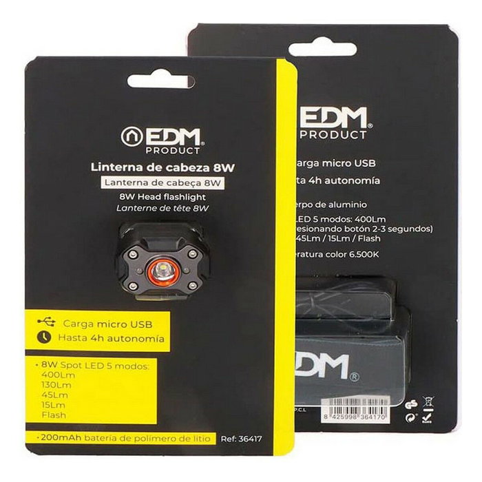 Edm Wildtrack TX1 Linterna Frontal Recargable 8W 400lm