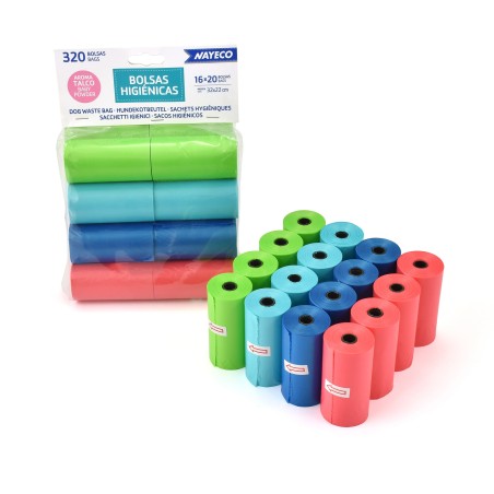 Nayeco Bolsas Higiénicas Perfumadas Pack 16 Rollos Aroma Talco
