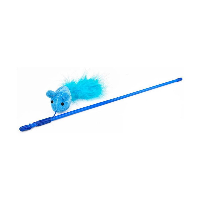 Nayeco Juguete para gatos vara con ratón y pluma 48 cm Azul Nayeco Juguete para gatos vara con ratón y pluma 48 cm Azul