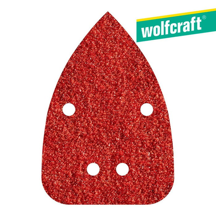 Wolfcraft Hojas de lijar adhesivas de corindón perforadas, 96 x 136 mm, grano 120, 10 uds