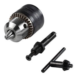 Wolfcraft Portabrocas con Adaptador SDS-Plus, Set de Accesorios para Taladro, Incluye Portabrocas 1.5-13 mm, Llave y Adaptador con Vástago Receptor, para Uso con Rotación