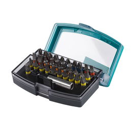 Wolfcraft Juego de Puntas/Bits de 31 Piezas con Portapuntas Magnético - Incluye Ranura, Phillips, Pozidriv, Hexágono y Torx