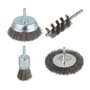 Wolfcraft Juego de Cepillos Vástago Redondo Ø6 mm Cepillo Disco Ø75x10mm Copa Ø75mm Cilíndrico Ø28x60x90mm Pincel Ø25mm Acero Profesional