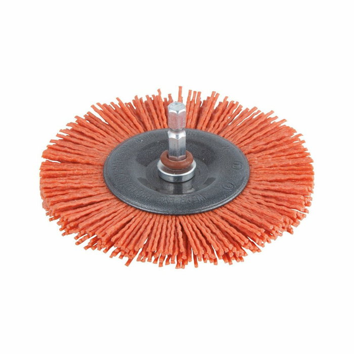 Wolfcraft Cepillo de disco de nylon ø100 x 10 mm con vástago hexagonal ¼ pulg
