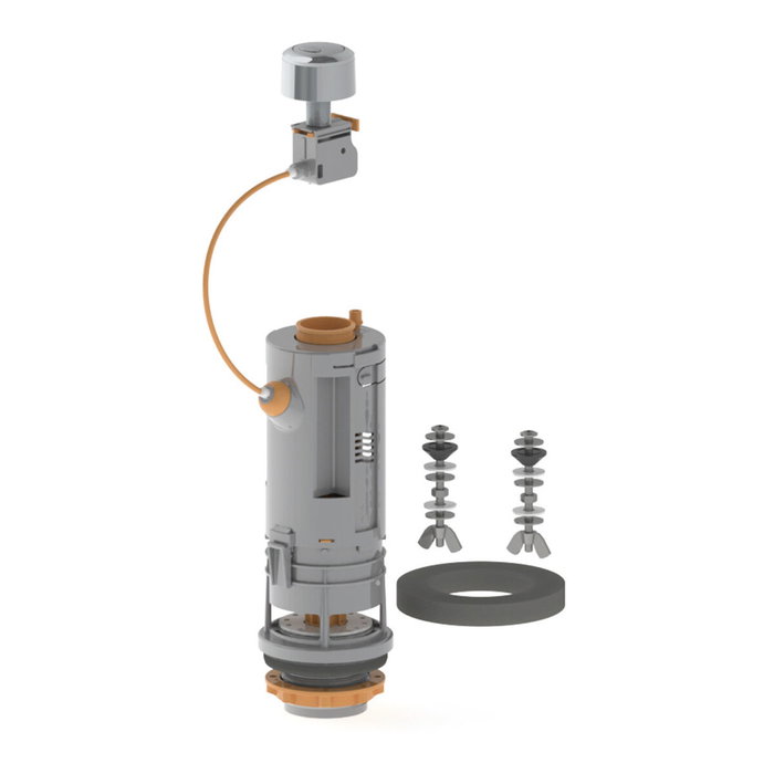 Prhie Descarga doble pulsador Niágara + gris/naranja con base y tornillos Prhie Descarga doble pulsador Niágara + gris/naranja con base y tornillos