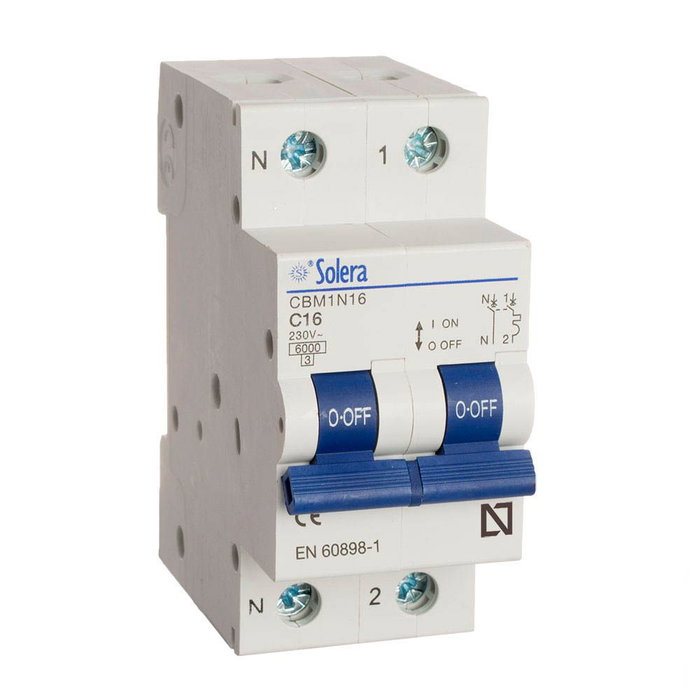 Solera Magnetotérmico 1 Polo+Neutro 20A Retractilado CBM1N20 Solera Magnetotérmico 1 Polo+Neutro 20A Retractilado CBM1N20