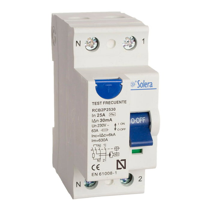 Solera Interruptor Diferencial 2 Polos 25A Retractilado RCB2P2530