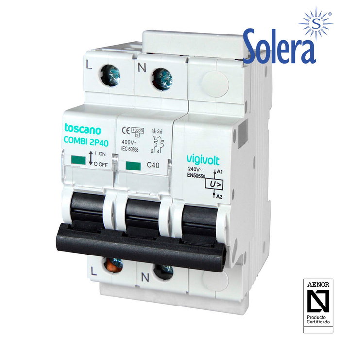 Solera Magnetotérmico 1p+n 25A con Protector de Sobretensiones Solera Magnetotérmico 1p+n 25A con Protector de Sobretensiones