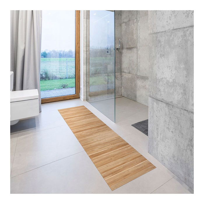 Bamboo Cool Alfombra de Bambú Natur 80 x 150 cm Antideslizante Interior/Exterior 100% Poliéster