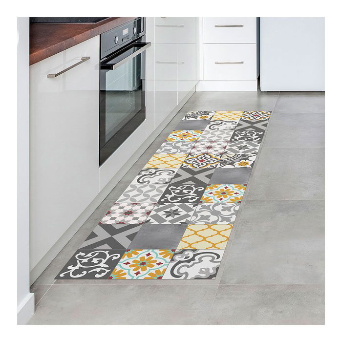 Cintacor - Stor Planet Alfombra vinílica Croma patch gris-ambar 60 x 200 cm, base antideslizante, superficie lavable