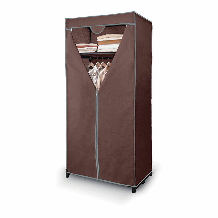 Jobgar Armario guarda ropa de tela con estante 160 x 75 x 50 cm marrón Jobgar Armario guarda ropa de tela con estante 160 x 75 x 50 cm marrón