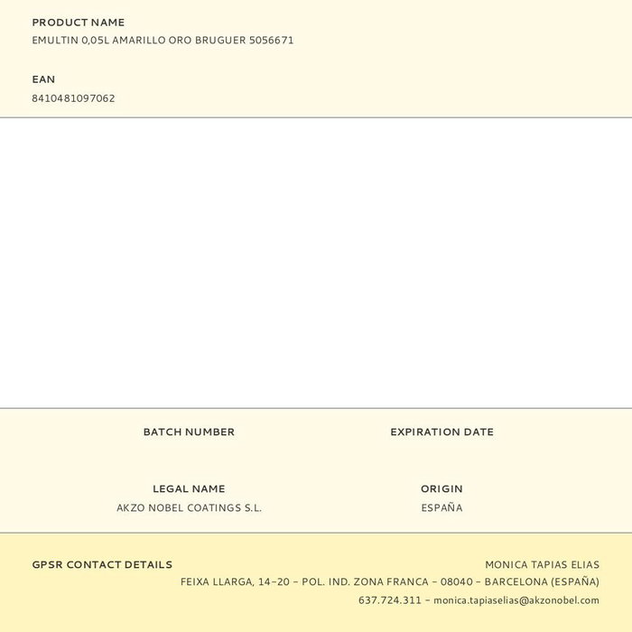 Bruguer 5056671 Colorante Líquido Superconcentrado Emultin 50 ml Amarillo Oro para Pinturas y Esmaltes