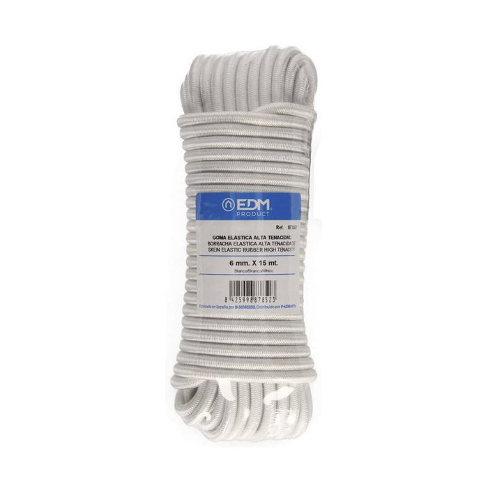 Edm Cuerda de goma elástica blanca calibre 6 mm x 15 m